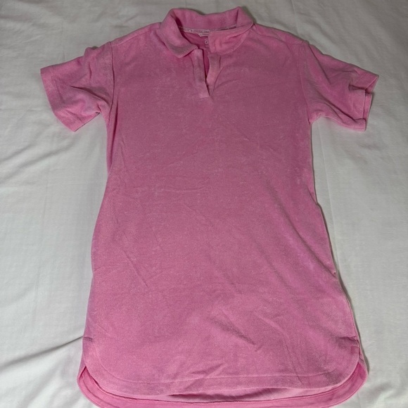 Athleta Girl Jump In Dress Cover Medium XL 14 Pink Terry Swim Pool Beach Pockets - Picture 3 of 6